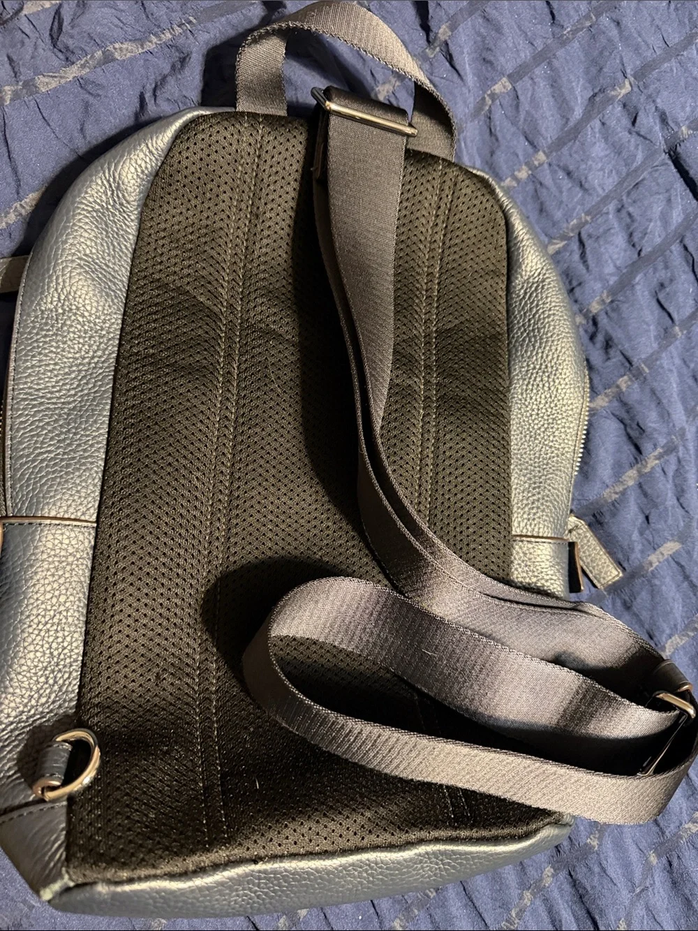 Michael Kors Men's Dark Blue Pebbled Leather Backpack